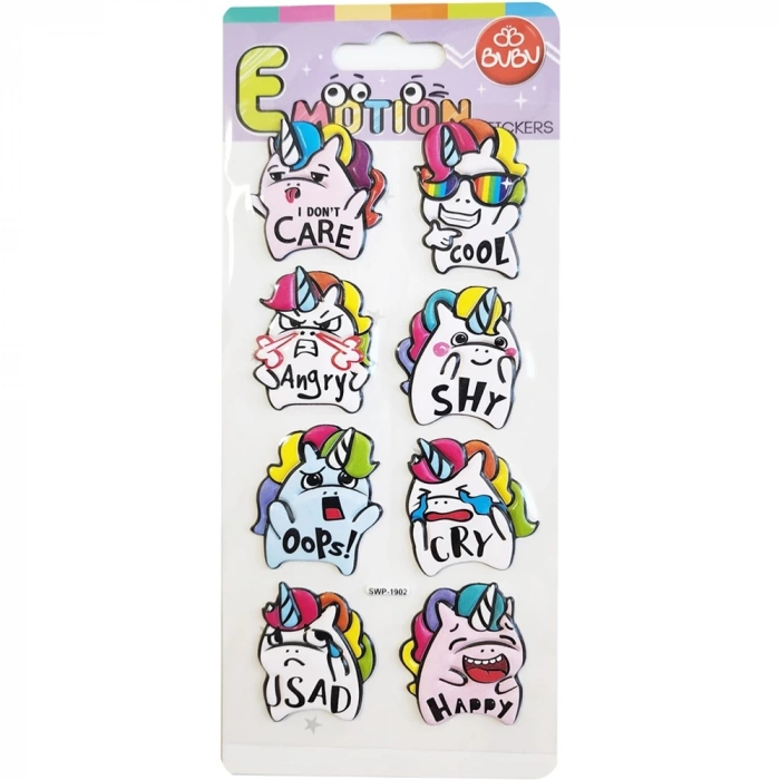 Bu-Bu Emotıons Puffy Stıck Unıcorn & Message 9x21 BUBU-SWP-1902