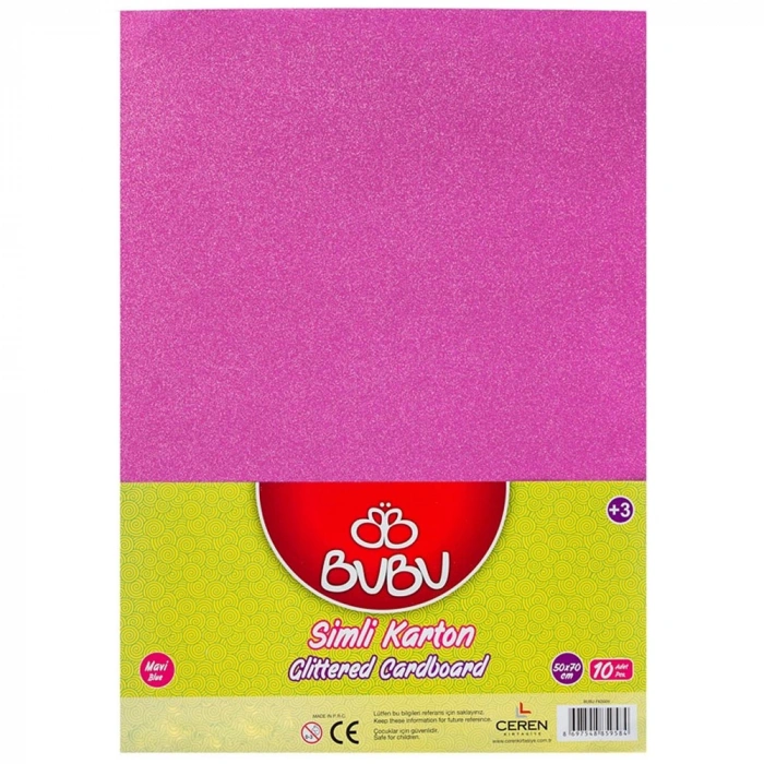 Bu-Bu Fon Kartonu Simli 50x70 Pembe 10 LU BUBU-FK0011