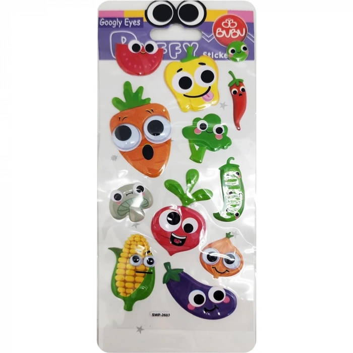 Bu-Bu Googly Eyes Puffy Stıcker Sebzeler 9x21 BUBU-SWP-2603