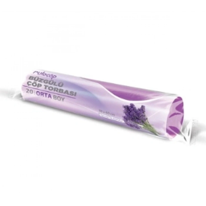 Büzgülü Çöp Torbası Orta Boy Lavanta Kokulu ( 55x60 ) 20 adet