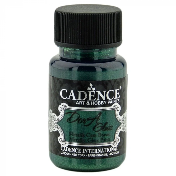 Cadence Dora Glass Metalik Cam Ve Porselen Boyası 50ml 3141 Zümrüt Yeşil