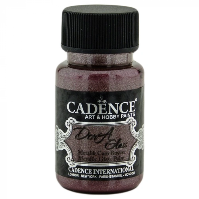 Cadence Dora Glass Metalik Cam Ve Porselen Boyası 50ml 3157 Parlak Vişne