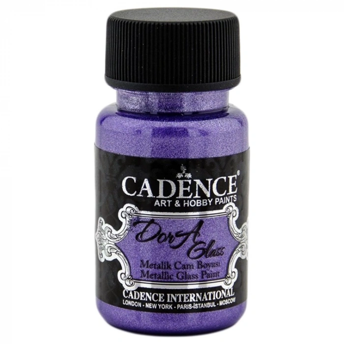 Cadence Dora Glass Metalik Cam Ve Porselen Boyası 50ml 3165 Buğulu Lila