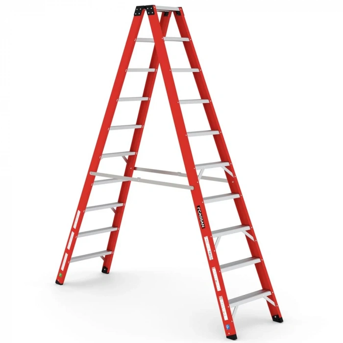 Çağsan A Tipi Çift Tarafı Geniş Fiberglas Merdiven (V6) 10 Basamaklı - BFC10
