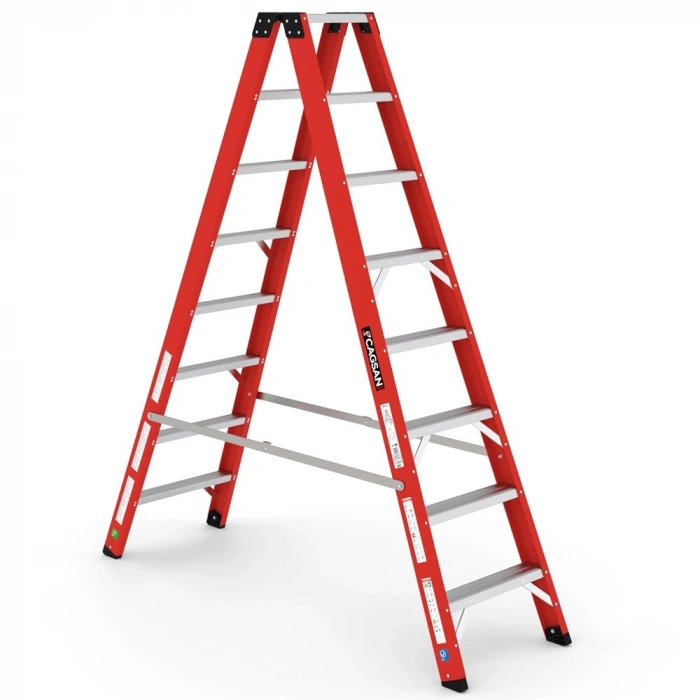 Çağsan A Tipi Çift Tarafı Geniş Fiberglas Merdiven (V6) 8 Basamaklı - BFC8