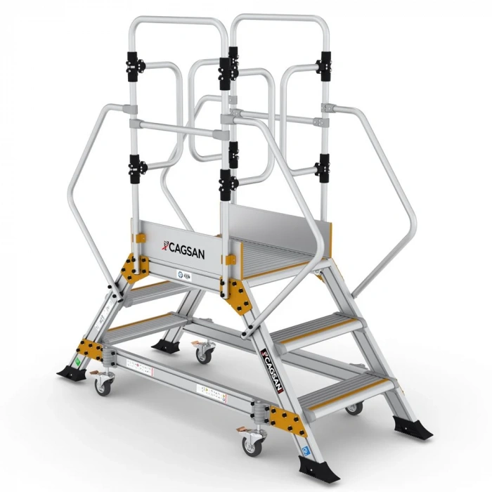 Çağsan Çift Çıkışlı Endüstriyel Alüminyum Platform 2+1 Basamaklı - EPC2