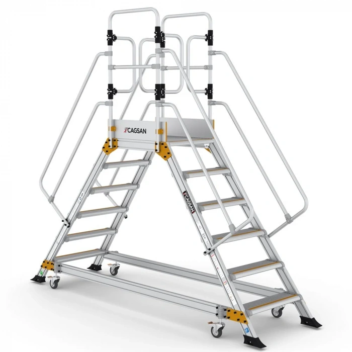 Çağsan Çift Çıkışlı Endüstriyel Alüminyum Platform 5+1 Basamaklı - EPC5