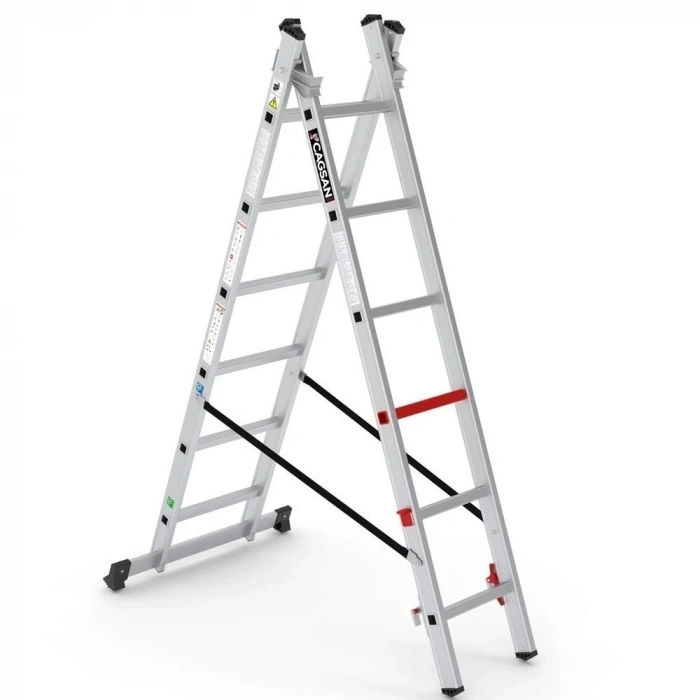 Çağsan Duomax İki Parçalı Çok Amaçlı Alüminyum Merdiven 2x6 Basamaklı - TSA55