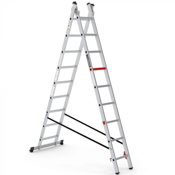 Çağsan Duomax İki Parçalı Çok Amaçlı Alüminyum Merdiven 2x9 Basamaklı - TSA85