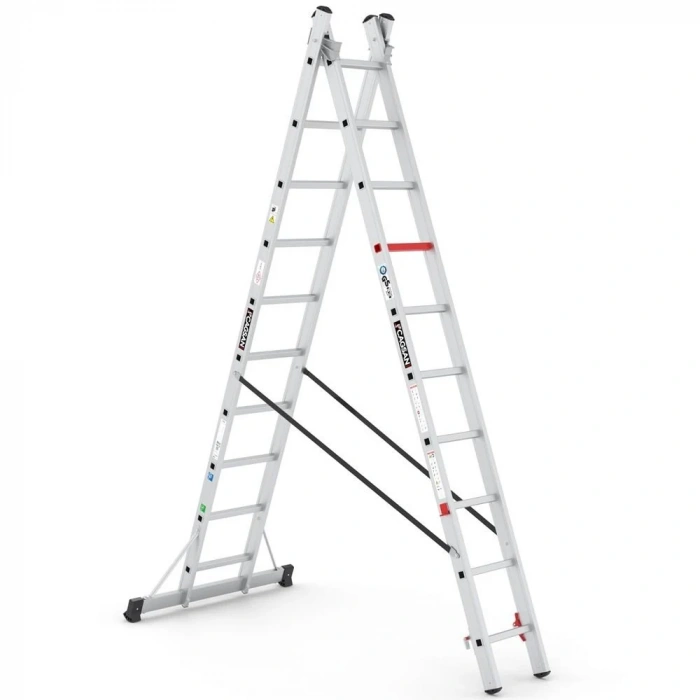 Çağsan İki Parçalı Çok Amaçlı Alüminyum Merdiven 2x10 Basamaklı - TSA6