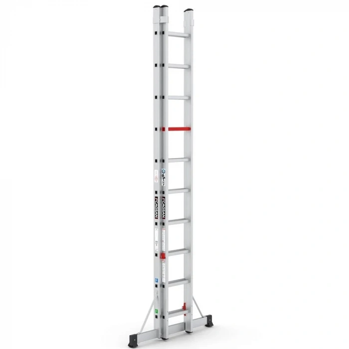 Çağsan İki Parçalı Sürgülü Alüminyum Merdiven 2x10 Basamaklı - TS6