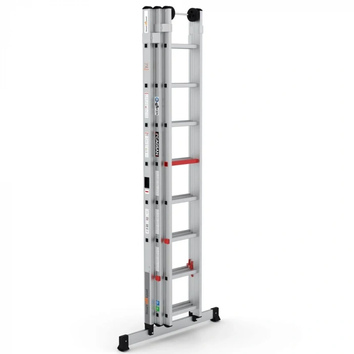 Çağsan Smart Level Üç Parçalı Sürgülü Alüminyum Merdiven 3x8 Basamaklı - PRO_3x8