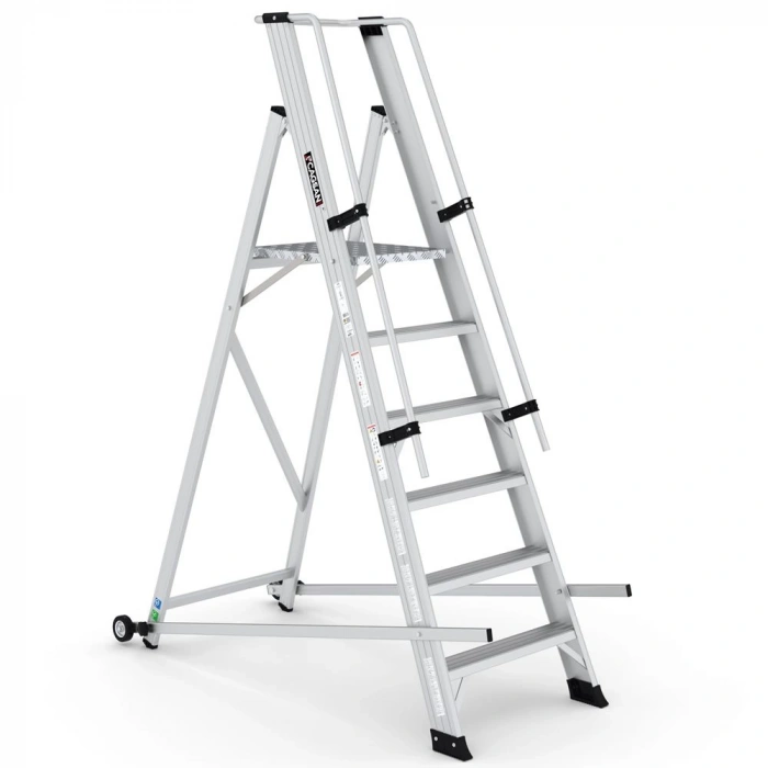 Çağsan Tekerlekli Profesyonel Alüminyum Katlanır Platformlu Merdiven 7+1 Basamaklı - VE7