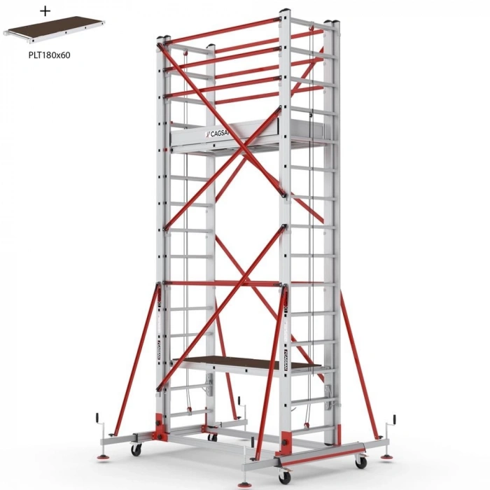 Çağsan Telesafe XL Premium İki Parçalı Alüminyum İskele 2x13 Basamaklı - S007_XLN_PR