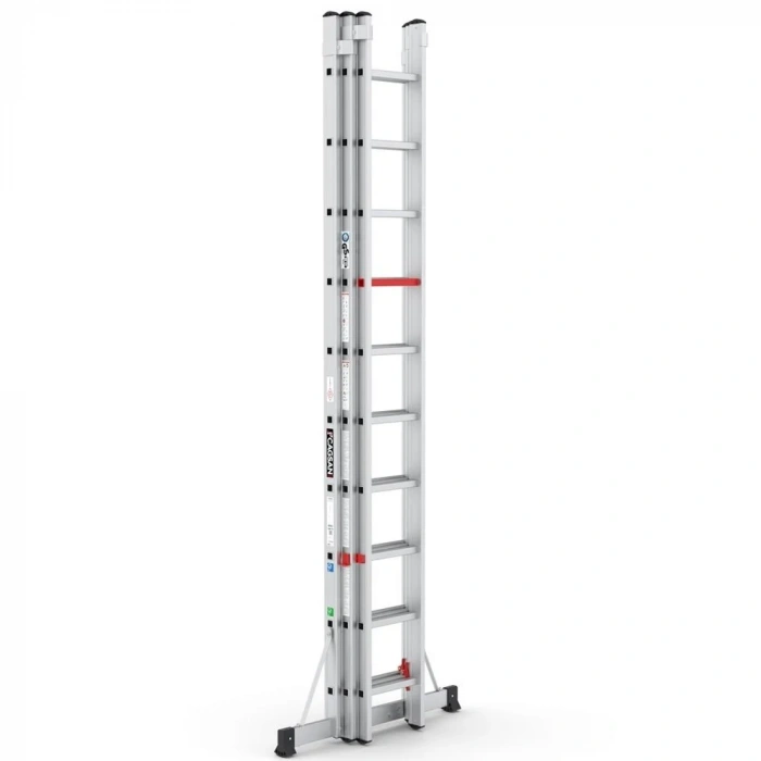Çağsan Üç Parçalı Sürgülü Alüminyum Merdiven 3x10 Basamaklı - TS090