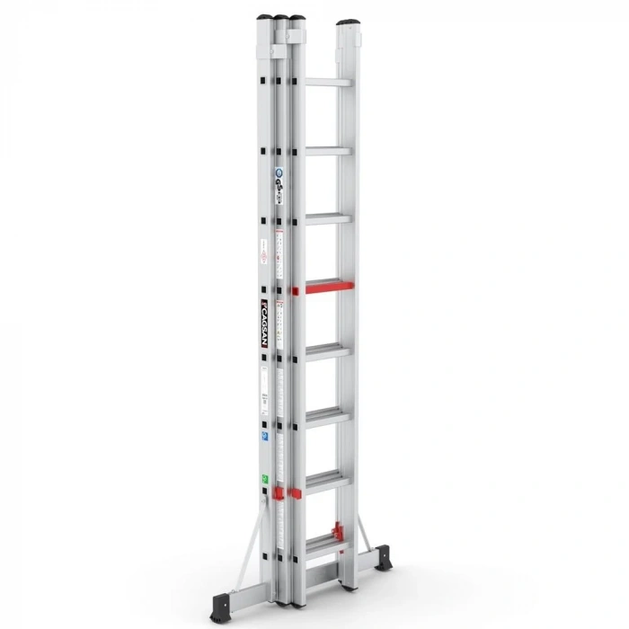 Çağsan Üç Parçalı Sürgülü Alüminyum Merdiven 3x8 Basamaklı - TS075