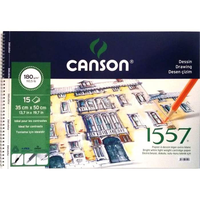 Canson 1557 Eskiz Çizim Defteri 35x50cm 180gr 15yp Spiralli