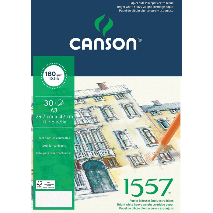Canson 1557 Eskiz Çizim Defteri A3 180gr 20yp Spiralli