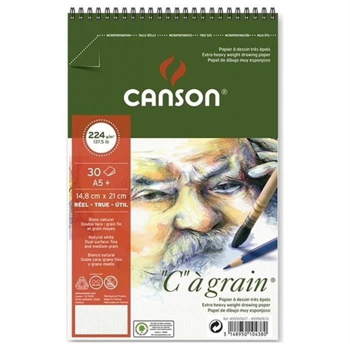Canson C à grain Eskiz Çizim Defteri A5+ 224gr 30yp Spiralli