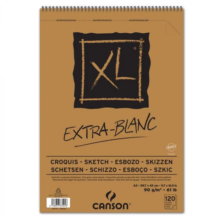 Canson Extra-Blanc Eskiz Çizim Defteri A3 90gr 120yp