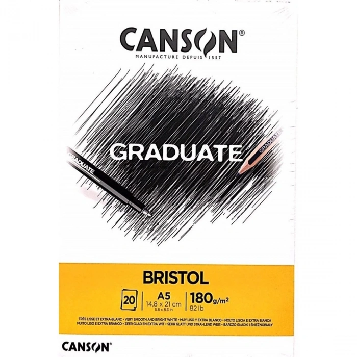 Canson Graduate Bristol Çizim Defteri A5 180gr 20yp