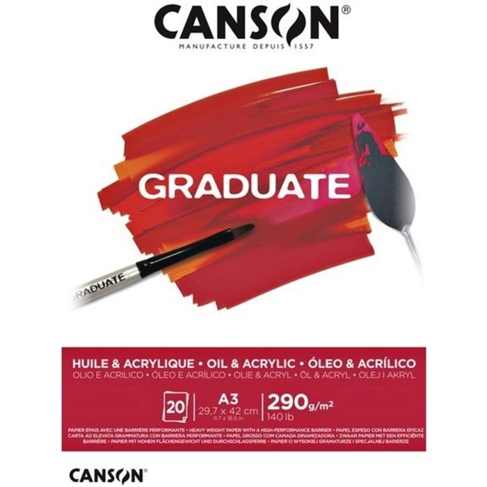 Canson Graduate Huile Acrylique Defter A3 290gr 20yp