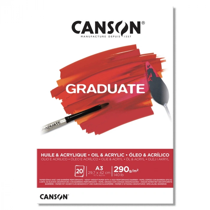 Canson Graduate Yağlı Boya ve Akrilik Boya Defteri Blok 290 gr. A3 20 yaprak