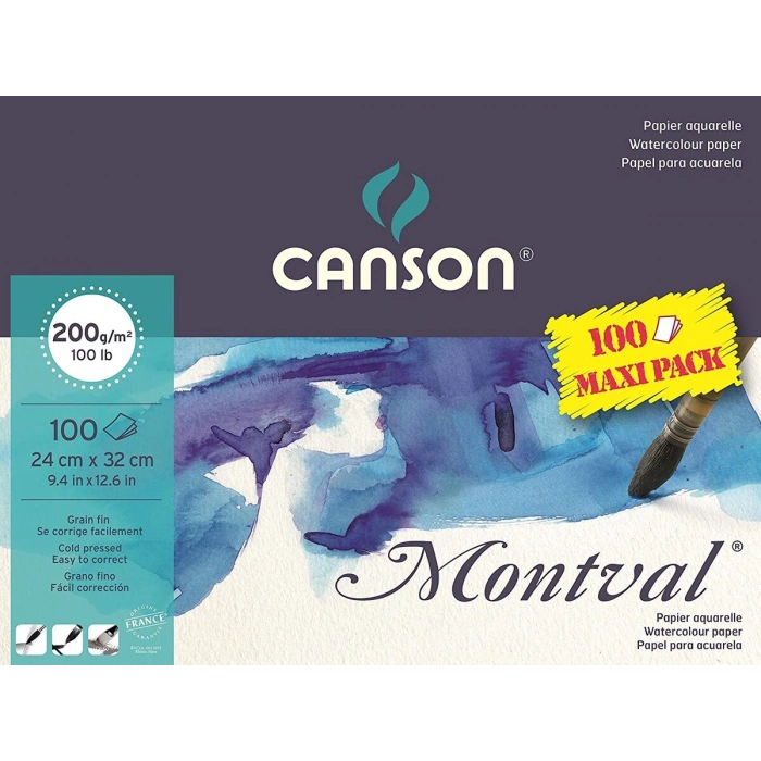 Canson Montval Maxi Pack Sulu Boya Defteri Blok 200 gr. 24x32 cm. 100 yaprak