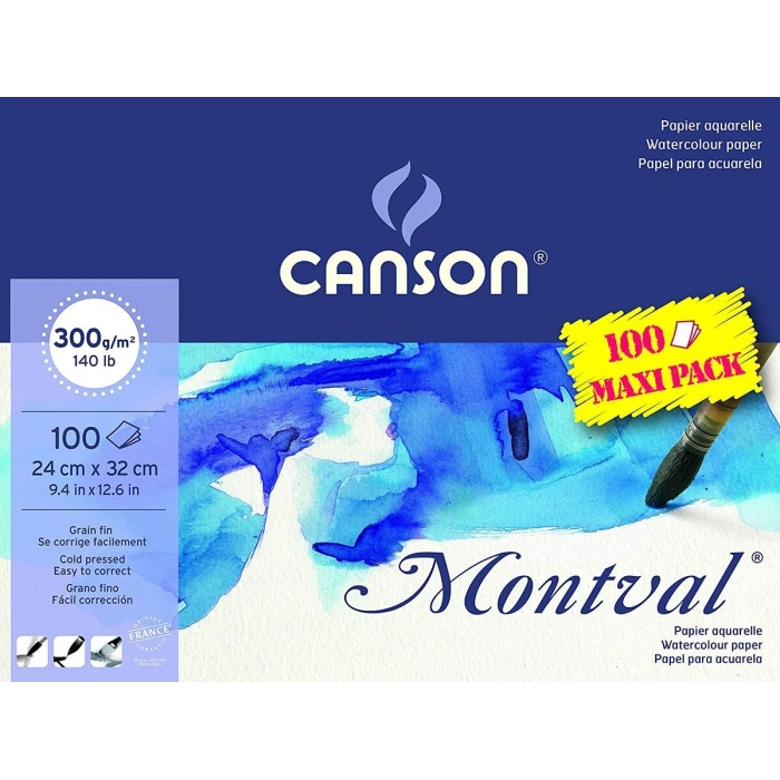 Canson Montval Maxi Pack Sulu Boya Defteri Blok 300 gr. 24x32 cm. 100 yaprak