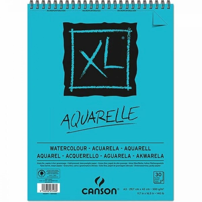 Canson XL Aquarelle Spiralli Sulu Boya Defteri Blok 300 gr. A3 30 Sayfa