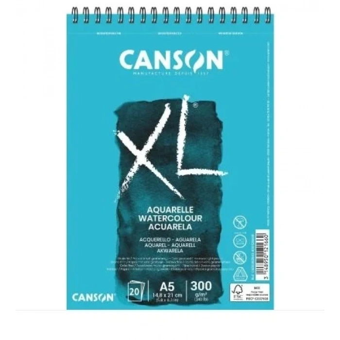 Canson XL Aquarelle Sulu Boya Çizim Defteri A5 300gr 20yp Spiralli
