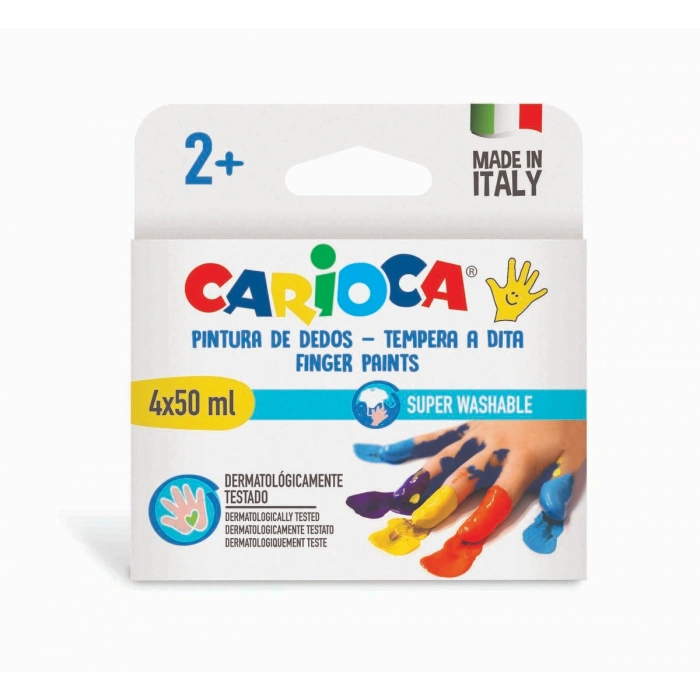 Carioca Baby Yıkanabilir Parmak Boyası 4 Renk x 50 ml. 2+ Yaş
