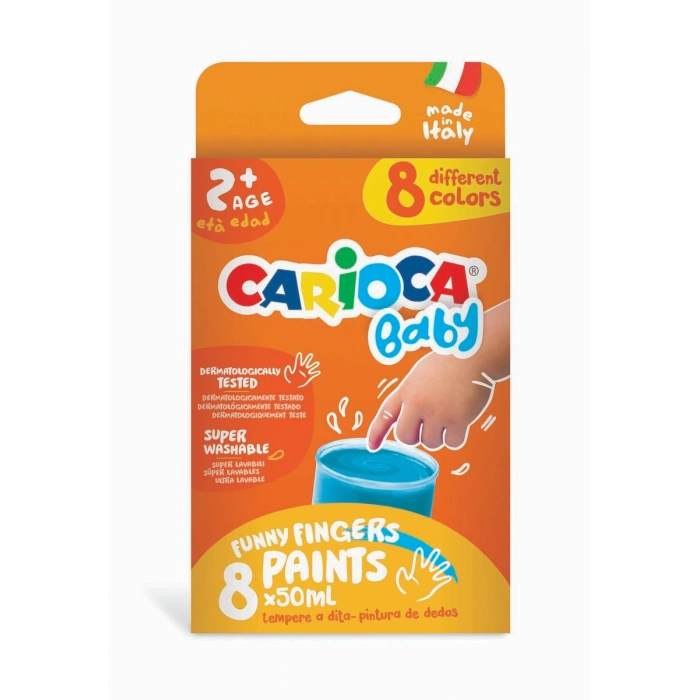 Carioca Baby Yıkanabilir Parmak Boyası 8 Renk x 50 ml. 2+ Yaş
