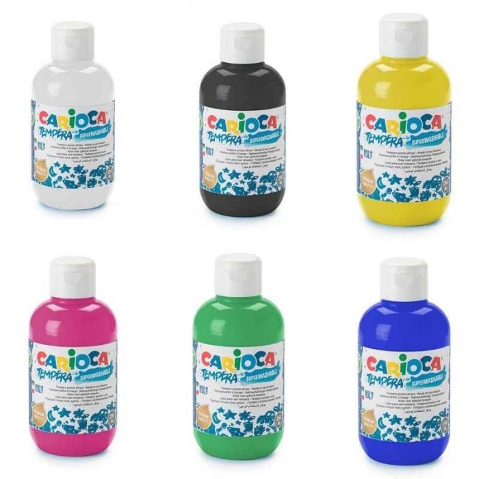 Carioca Tempera Yıkanabilir Poster Boya 250 ml. x 6 Renk Set