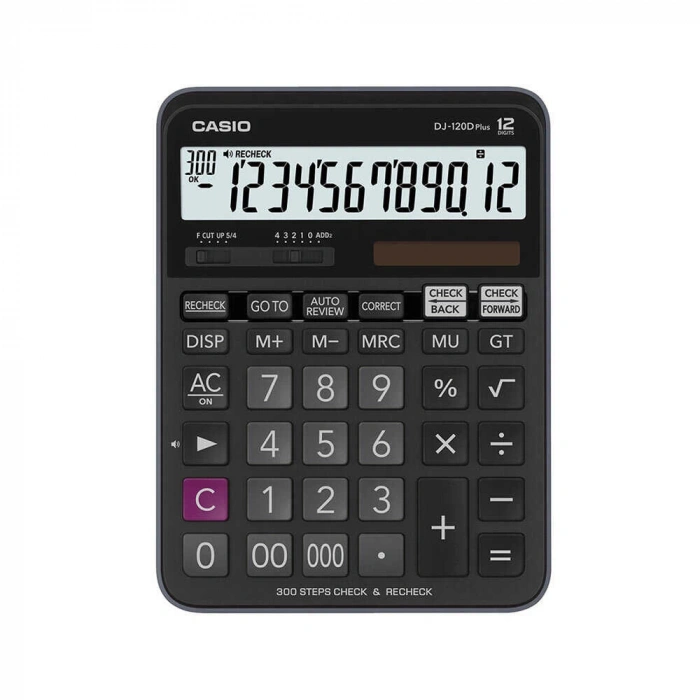Casio DJ120D Hesap Makinesi 12 Hane Pilli ve Güneş Enerjili