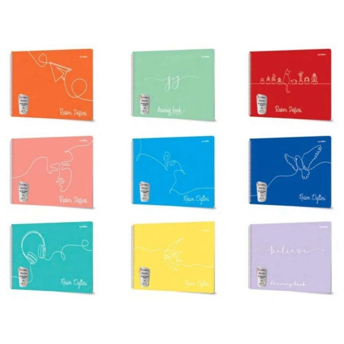 Çınar PP Kapak Spiralli Resim Defteri 25x35 cm. 25 yaprak