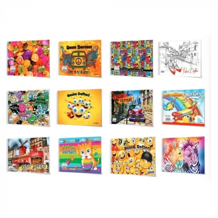 Çınar Uni Note Karton Kapak Spiralli Resim Defteri 17x24cm 15yp Perforajlı