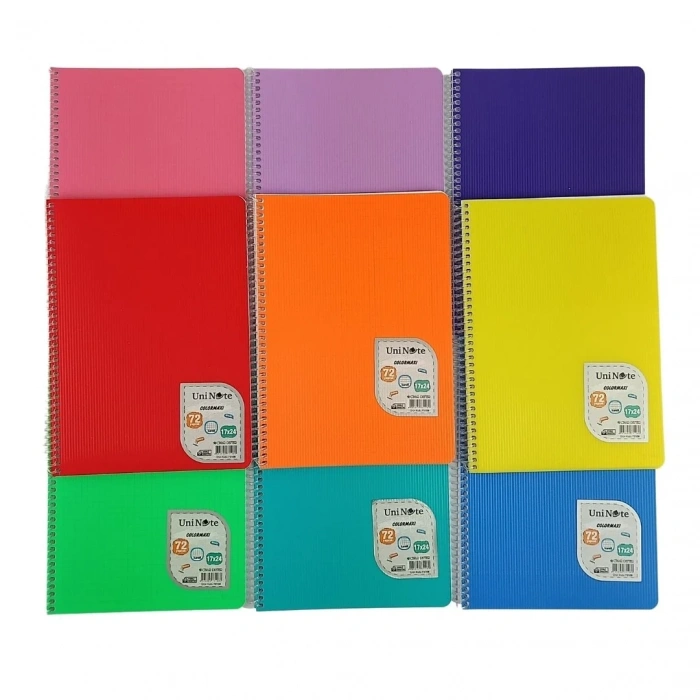 Çınar Uni Note PP Kapak Spiralli Okul Defteri Colormaxi 17x24cm 72yp Kareli