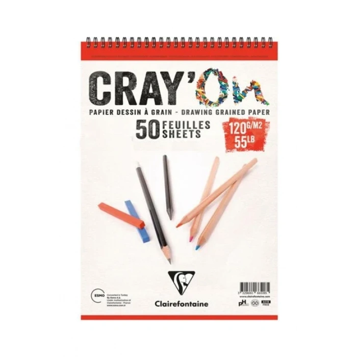 Clairefontaine Crayon Çizim Blok Üstten Spiralli 120gr A5 50 Sayfa