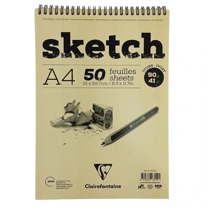 Clairefontaine Spiralli Sketch Eskiz Çizim Defteri A4 90gr 50yp