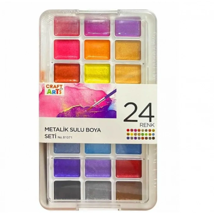 Craft And Arts Tablet Sulu Boya Seti Metalik Renkler 24 Renk x 30 mm.