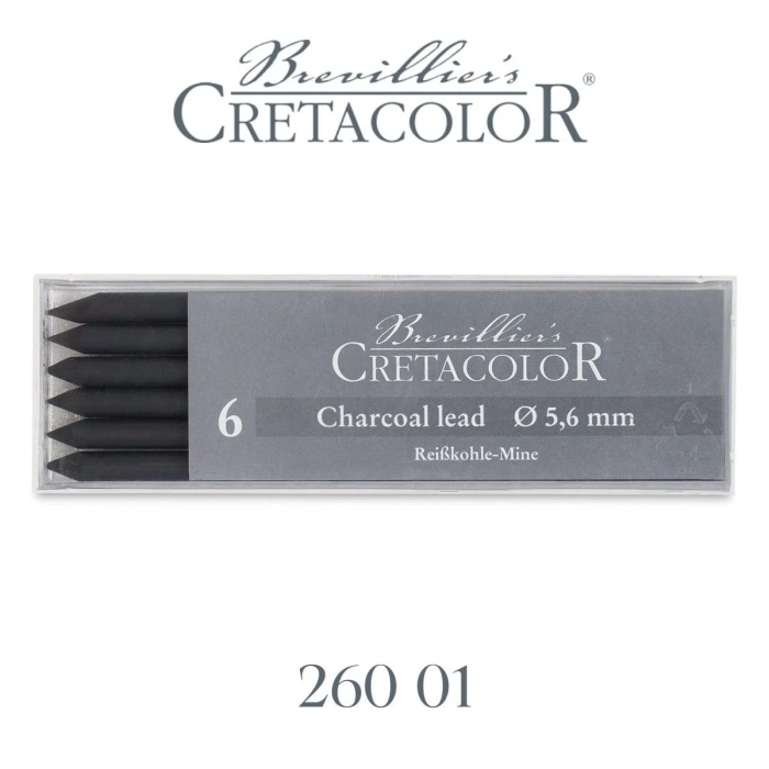 Cretacolor Charcoal Kömür Portmin Kalem Ucu 5.6mm 6lı Soft 26001