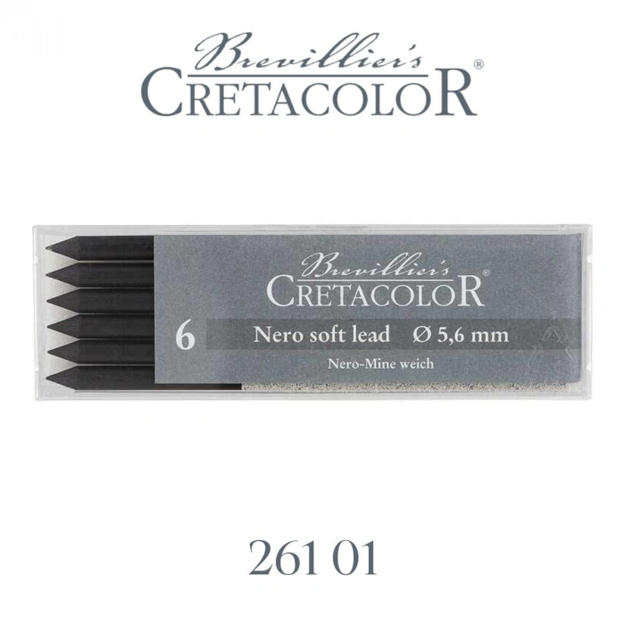Cretacolor Portmin Kalem Ucu 5.6mm 6lı Nero Yağlı Kömür Soft 26101