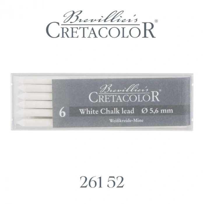 Cretacolor Portmin Kalem Ucu 5.6mm 6lı White Pastel Medium Beyaz Tebeşir 26152