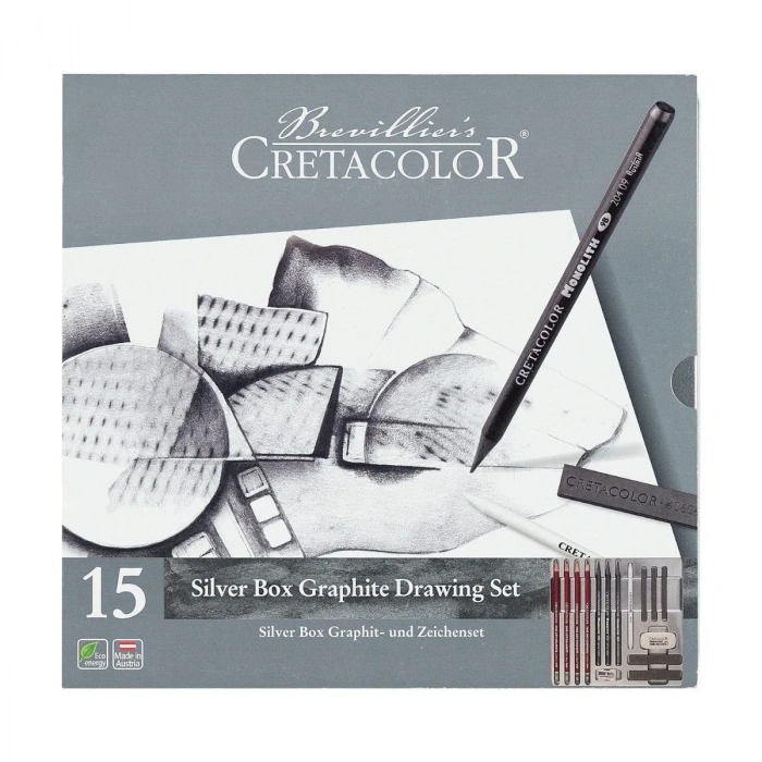 Cretacolor Silver Box Premium Eskiz Seti Metal Kutu 15 Parça 40018