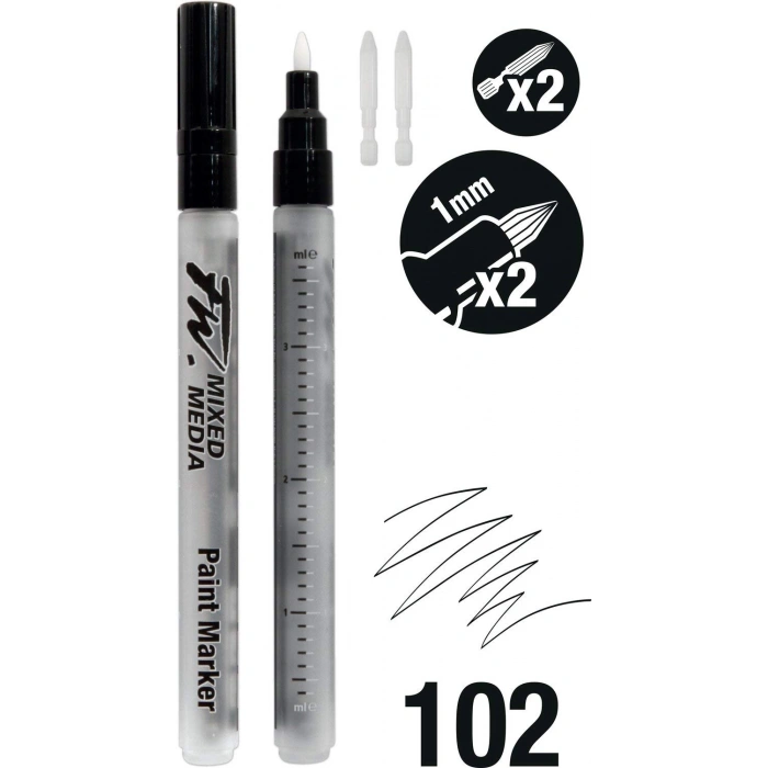 Daler Rowney FW Mix Paint Markers Seti S Sert Uç 1mm 2li Set