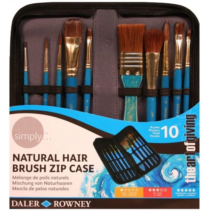 Daler Rowney Natural Hair 10lu Çantalı Fırça Seti