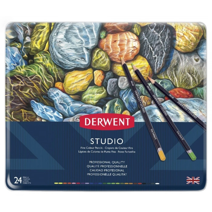 Derwent Studio Pencils Kuruboya Kalemi 24lü Teneke Kutu