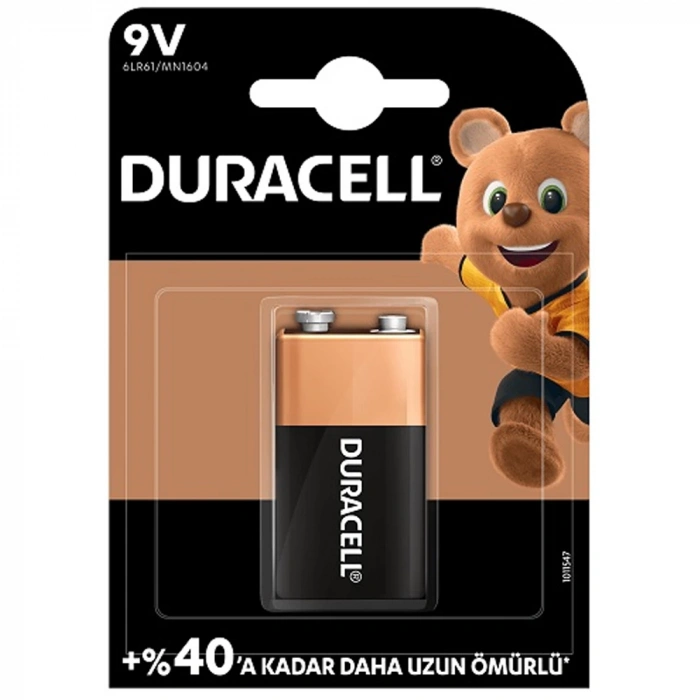 Duracell Alkalin 9 Volt Pil 1 Lİ Kartela