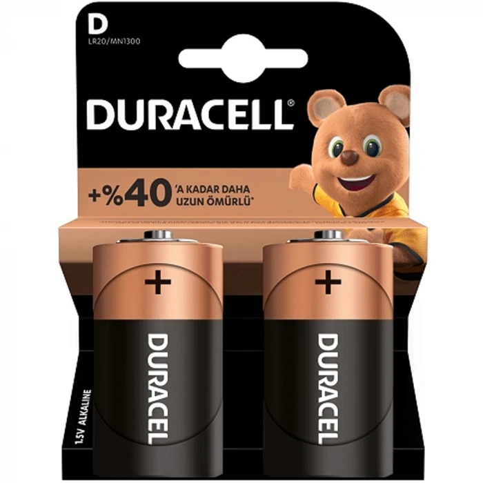 Duracell Alkalin Büyük Boy Pil (D) 2 Lİ Kartela